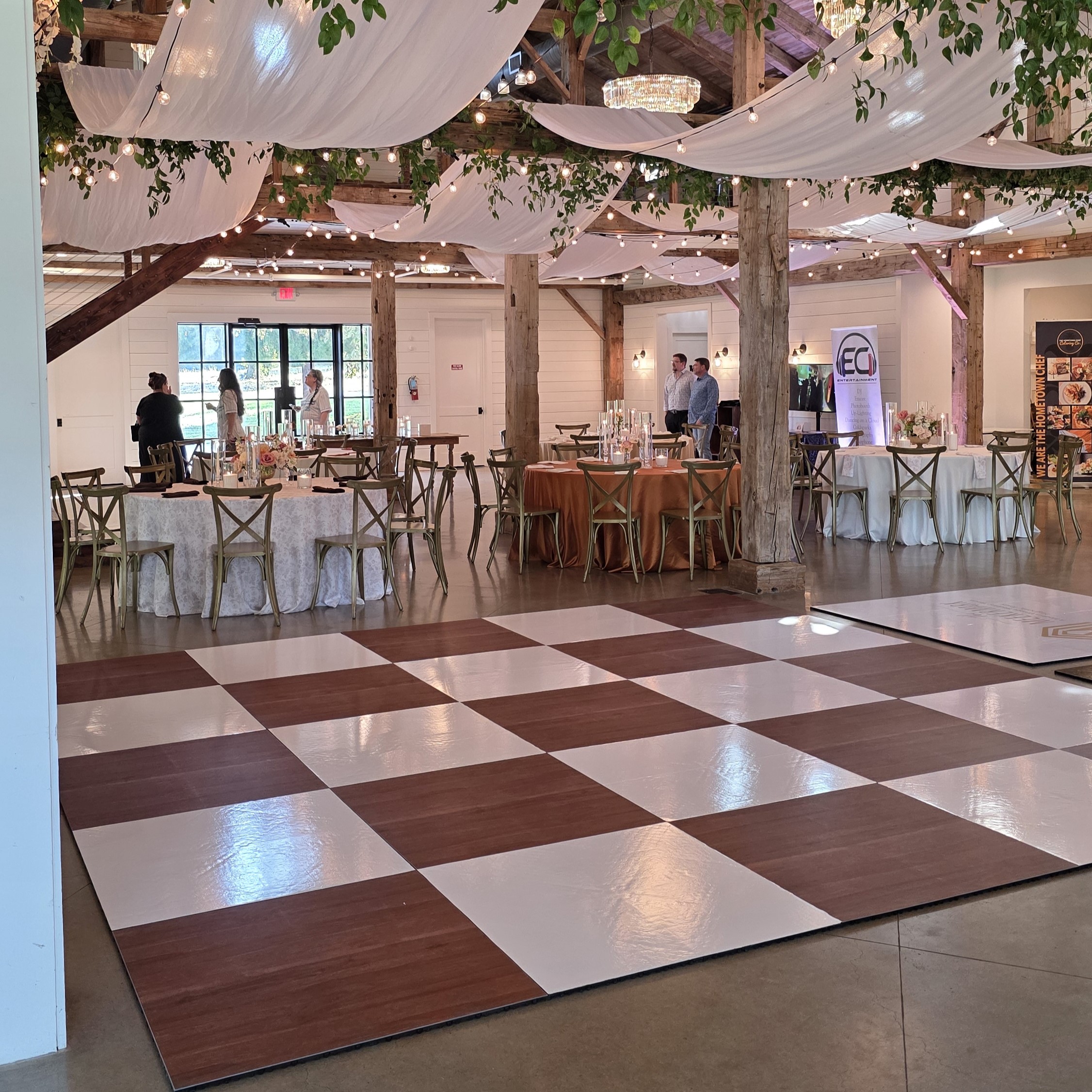Brown Dark Maple Wood and White Checkered Panel Dancefloor 2